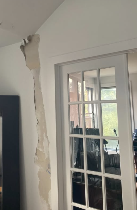 Plastering repair — damaged wall before restoration